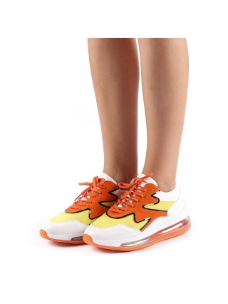Cпортни обувки, Дамски спортни обувки  Sadal бели със жълто - Kalapod.bg